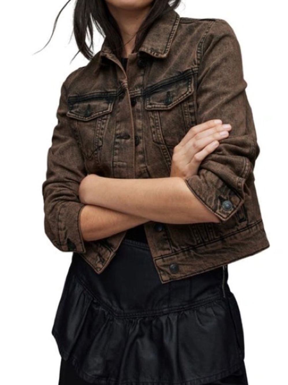 All Saints Hay Denim Jacket in Acid Brown